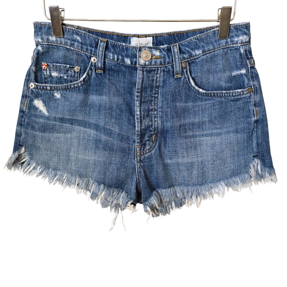 Hudson Tori Slouch Cutoff Distressed Denim Jean Shorts in Angeleno